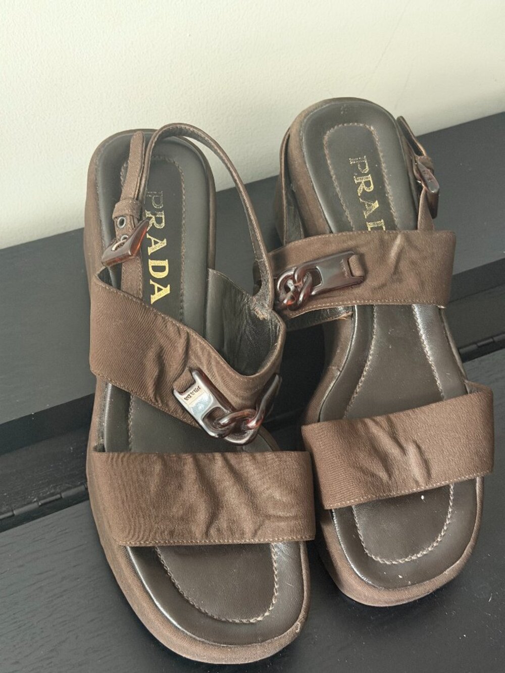 Prada Brown Platform Sandals w/ Logo Hardware | Size 39 - Picture 7 of 8